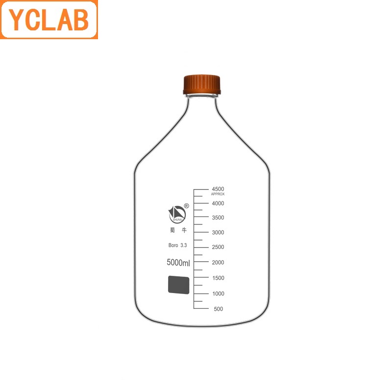Medical Lab Equipment - YCLAB ขวดรีเอเจนต์ 5000mL 5L ปากสกรูสีฟ้าหมวกแก้ว Boro