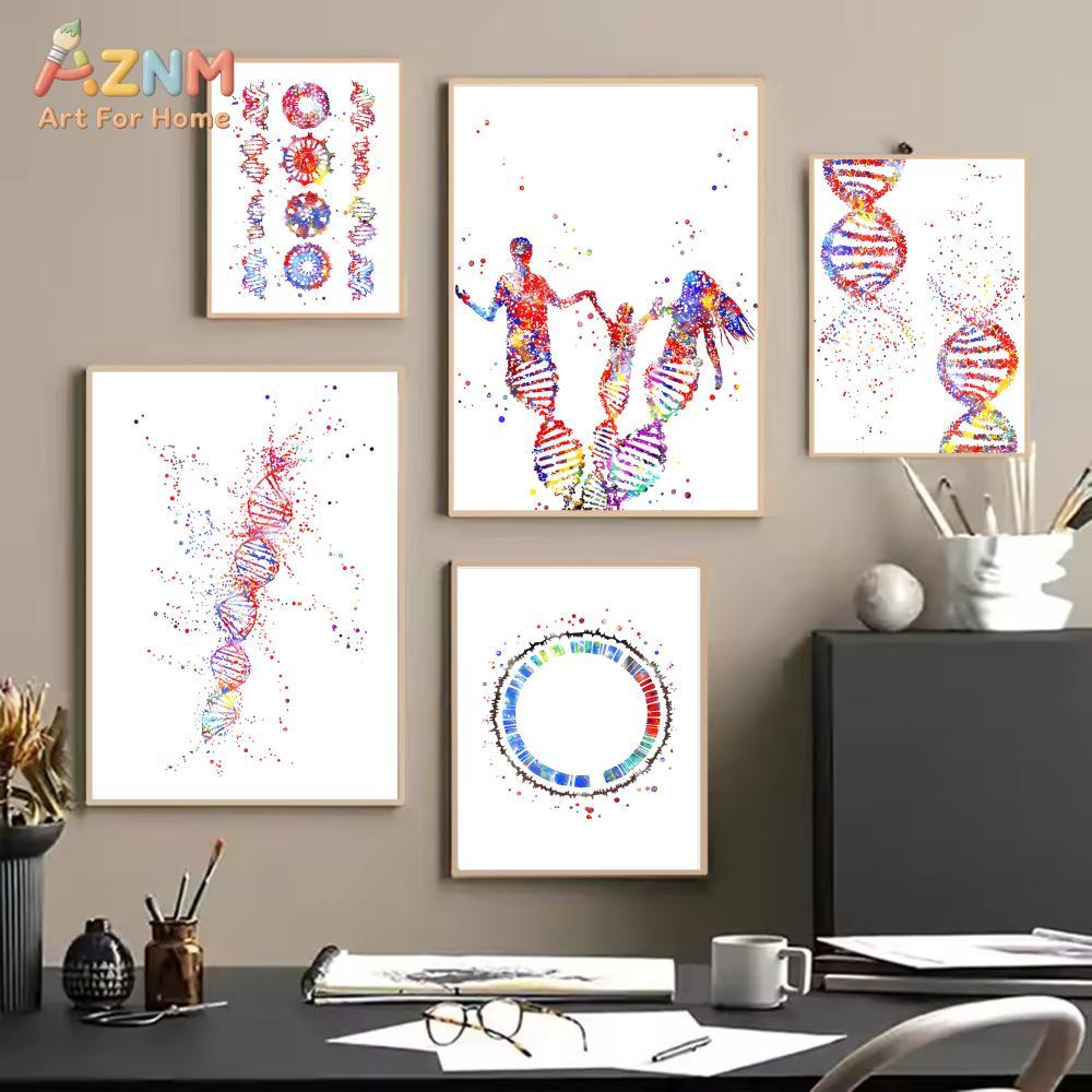 AZNM สีสันสดใสสีน้ำ DNA ยีน พิ - Medical Lab Posters บทวิจารณ์และราคา
