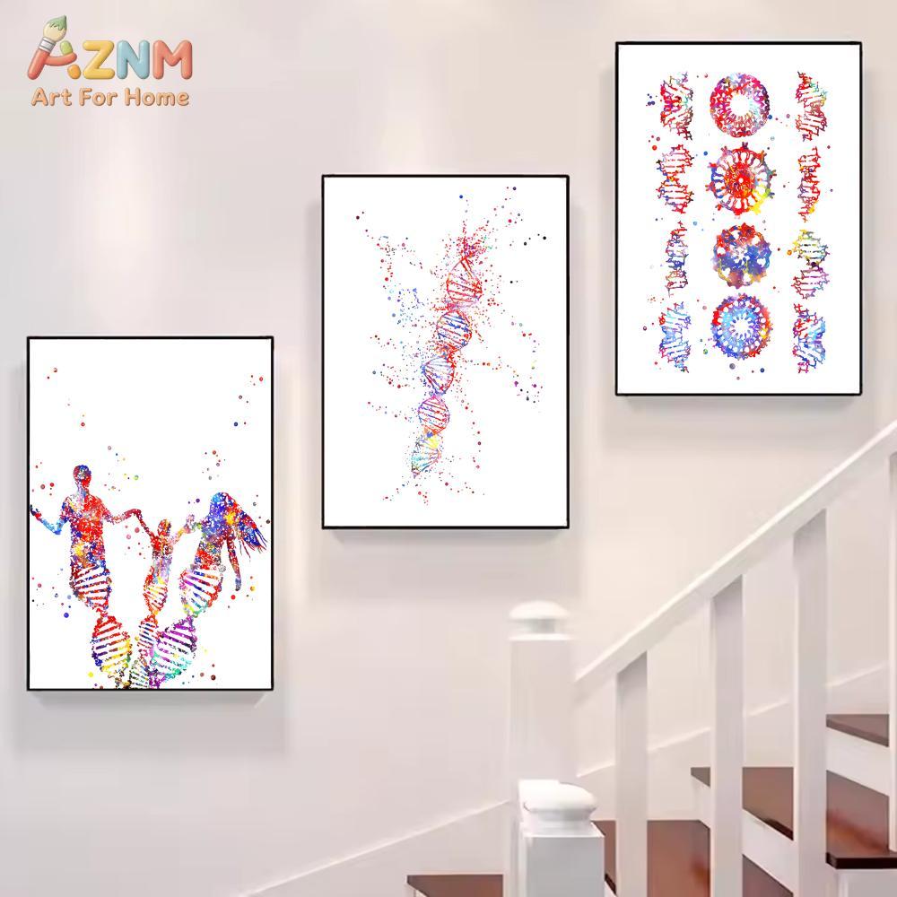 AZNM สีสันสดใสสีน้ำ DNA ยีน พิ - Medical Lab Posters บทวิจารณ์และราคา