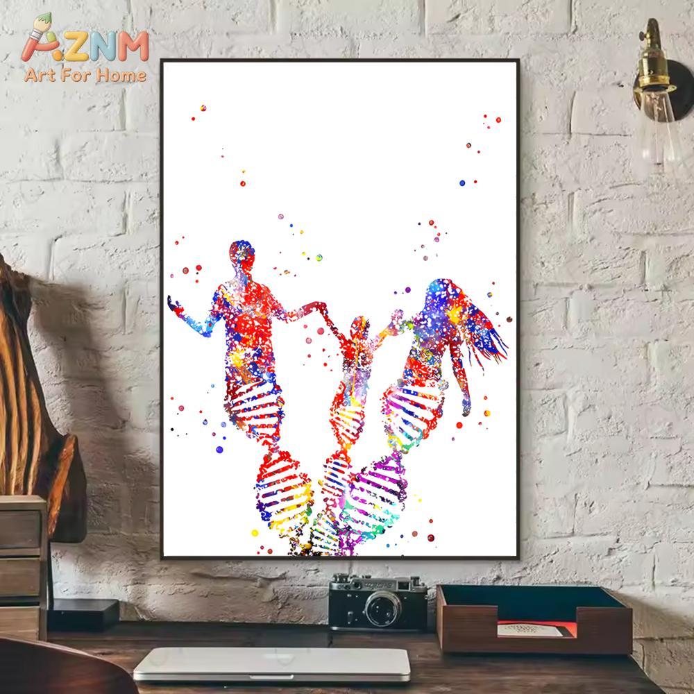 AZNM สีสันสดใสสีน้ำ DNA ยีน พิ - Medical Lab Posters บทวิจารณ์และราคา